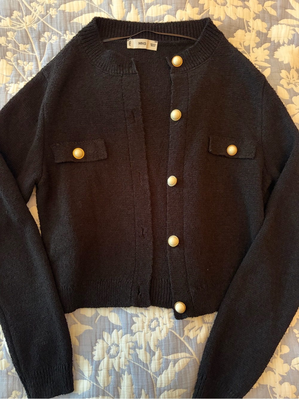 Mango Black Knit Cardigan with Gold Buttons - Picture 2 of 5